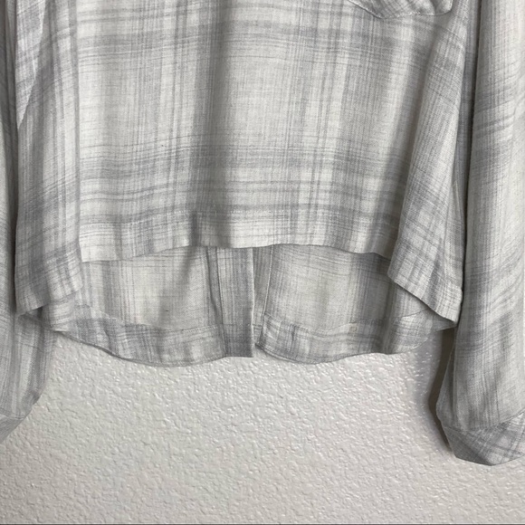 Cloth & Stone Anthropologie Lace-Up Back Plaid Long Sleeve Shirt Blouse M - Picture 5 of 9